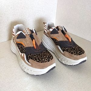 UGG Brown and Orange Leopard Print Sneakers